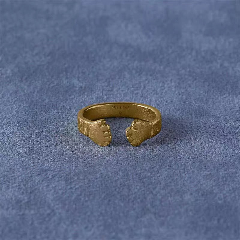 S925 Sterling Silver Embracing Ocean Ring - Organic Texturized Adjustable Band Ring - floysun