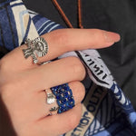 S925 Sterling Silver Embracing Ocean Ring - Organic Texturized Adjustable Band Ring - floysun