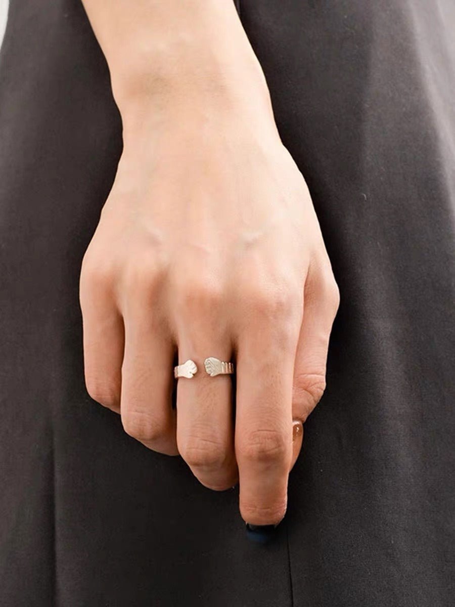 S925 Sterling Silver Embracing Ocean Ring - Organic Texturized Adjustable Band Ring - floysun