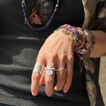 S925 Sterling Silver Embracing Ocean Ring - Organic Texturized Adjustable Band Ring - floysun
