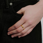 S925 Sterling Silver Embracing Ocean Ring - Organic Texturized Adjustable Band Ring - floysun