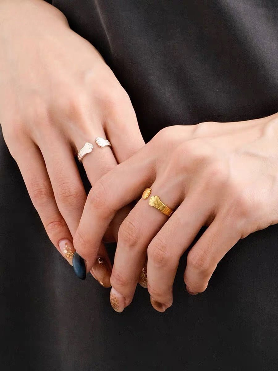 S925 Sterling Silver Embracing Ocean Ring - Organic Texturized Adjustable Band Ring - floysun