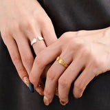 S925 Sterling Silver Embracing Ocean Ring - Organic Texturized Adjustable Band Ring - floysun