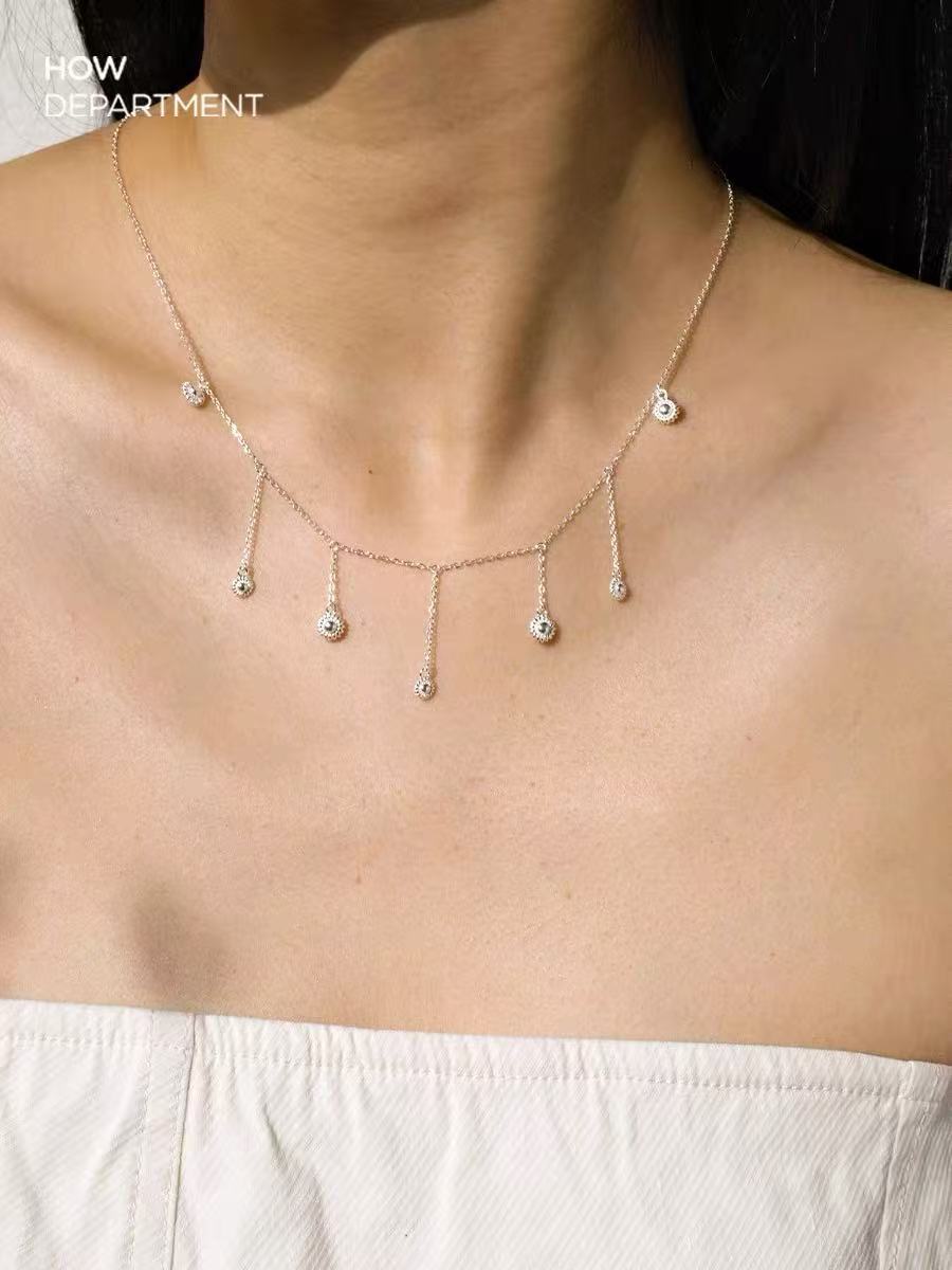 S925 Sterling Silver Floral Fringe Necklace - floysun
