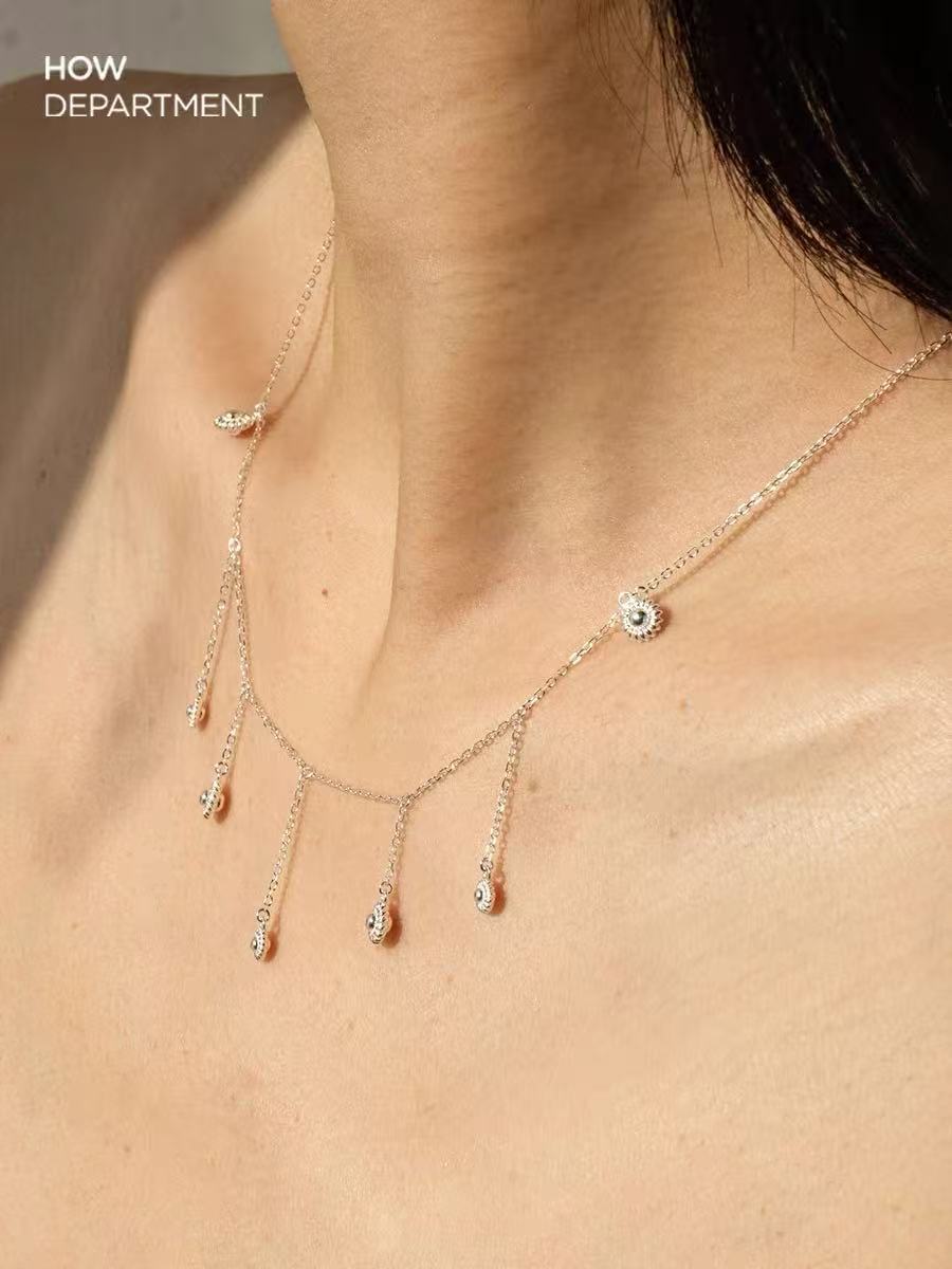 S925 Sterling Silver Floral Fringe Necklace - floysun