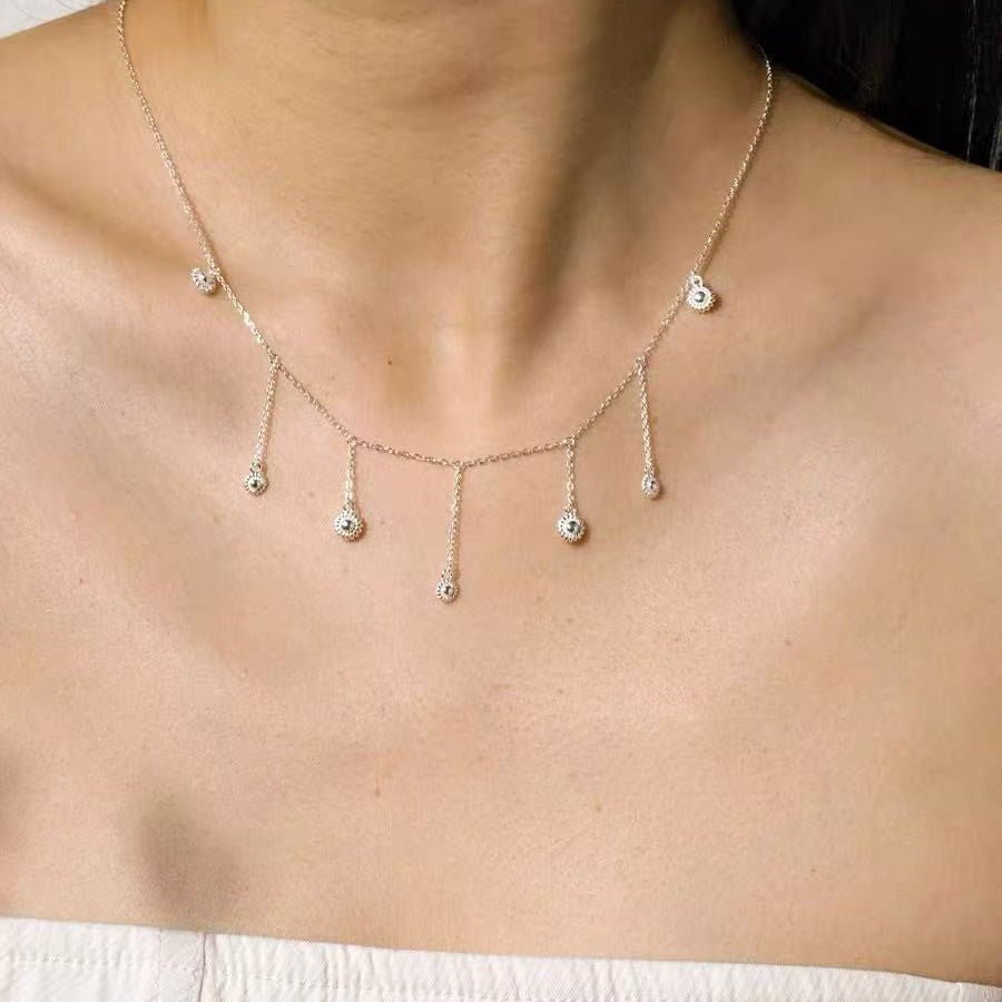S925 Sterling Silver Floral Fringe Necklace - floysun
