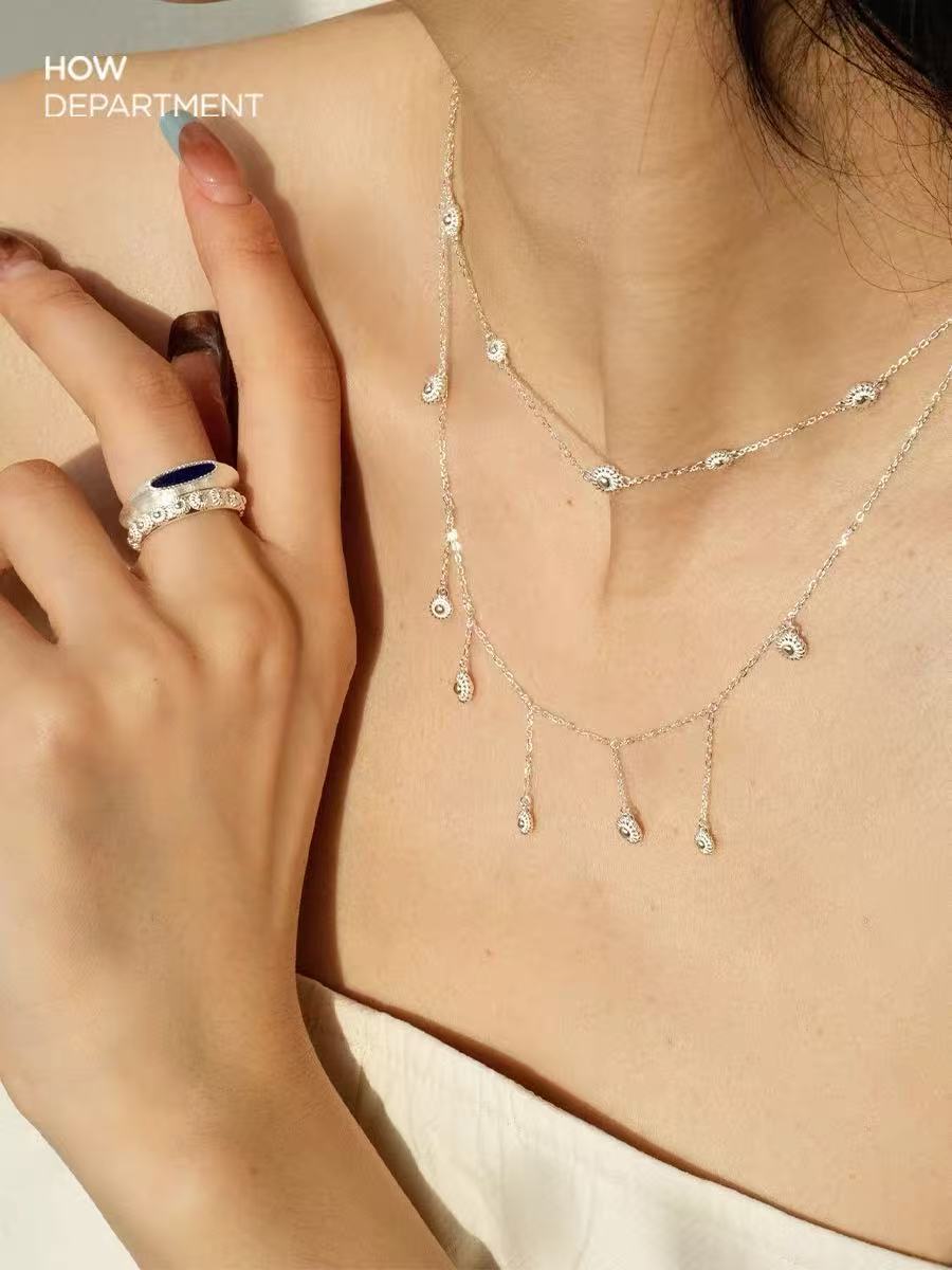 S925 Sterling Silver Floral Fringe Necklace - floysun