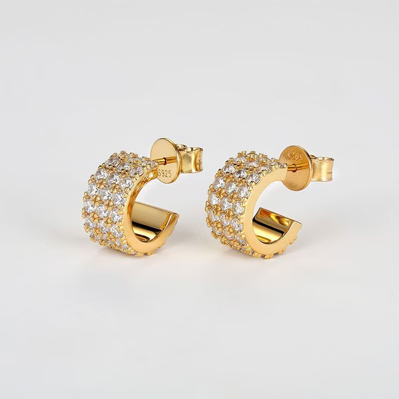 S925 Sterling Silver Full CZ Hoop Earrings - floysun