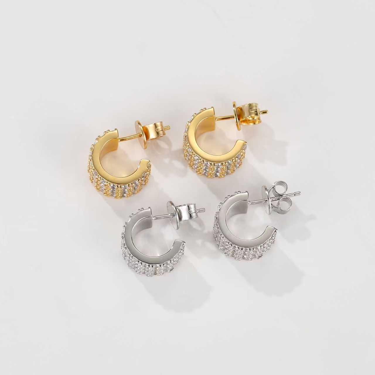 S925 Sterling Silver Full CZ Hoop Earrings - floysun