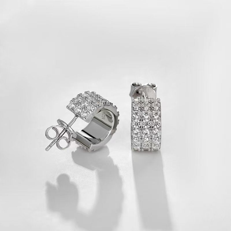 S925 Sterling Silver Full CZ Hoop Earrings - floysun