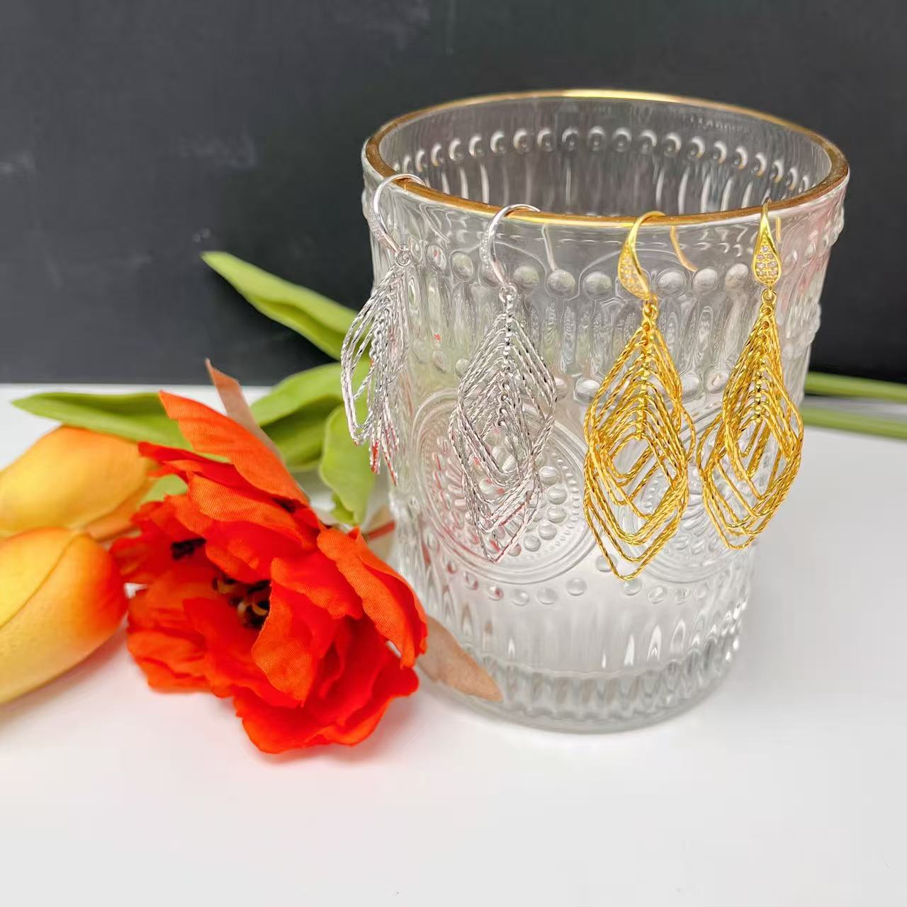 S925 Sterling Silver Geometric Drop Earrings - floysun