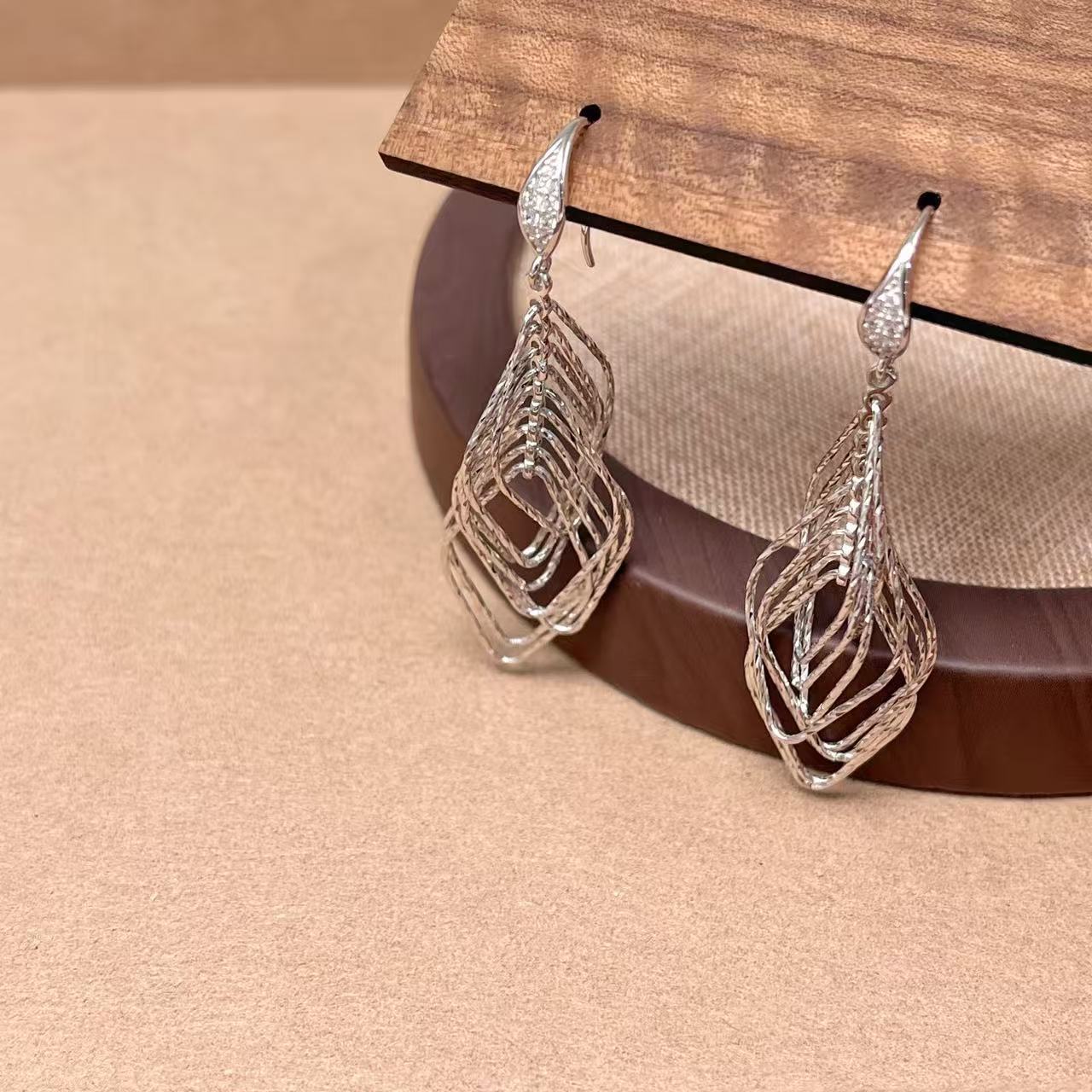 S925 Sterling Silver Geometric Drop Earrings - floysun