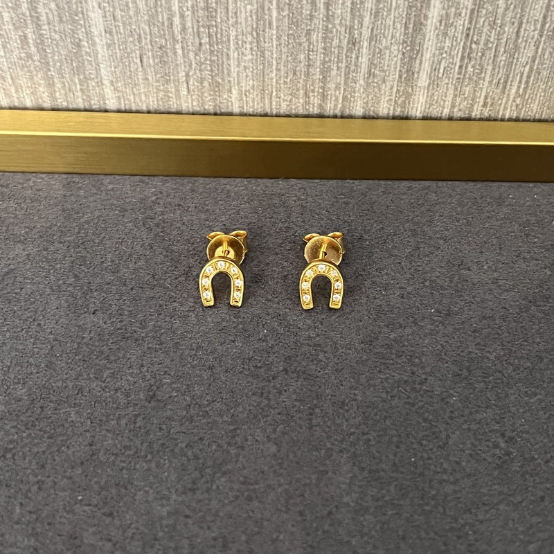 S925 Sterling Silver Lucky Horseshoe Stud Earrings - floysun