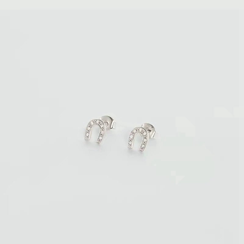 S925 Sterling Silver Lucky Horseshoe Stud Earrings - floysun