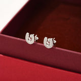 S925 Sterling Silver Lucky Horseshoe Stud Earrings - floysun