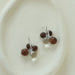 Sandalwood & Glass Bead Cluster Drop Earrings - floysun