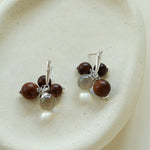 Sandalwood & Glass Bead Cluster Drop Earrings - floysun