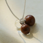 Sandalwood & Glass Bead Pendant Necklace - floysun