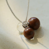 Sandalwood & Glass Bead Pendant Necklace - floysun