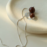Sandalwood & Glass Bead Pendant Necklace - floysun