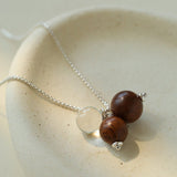 Sandalwood & Glass Bead Pendant Necklace - floysun