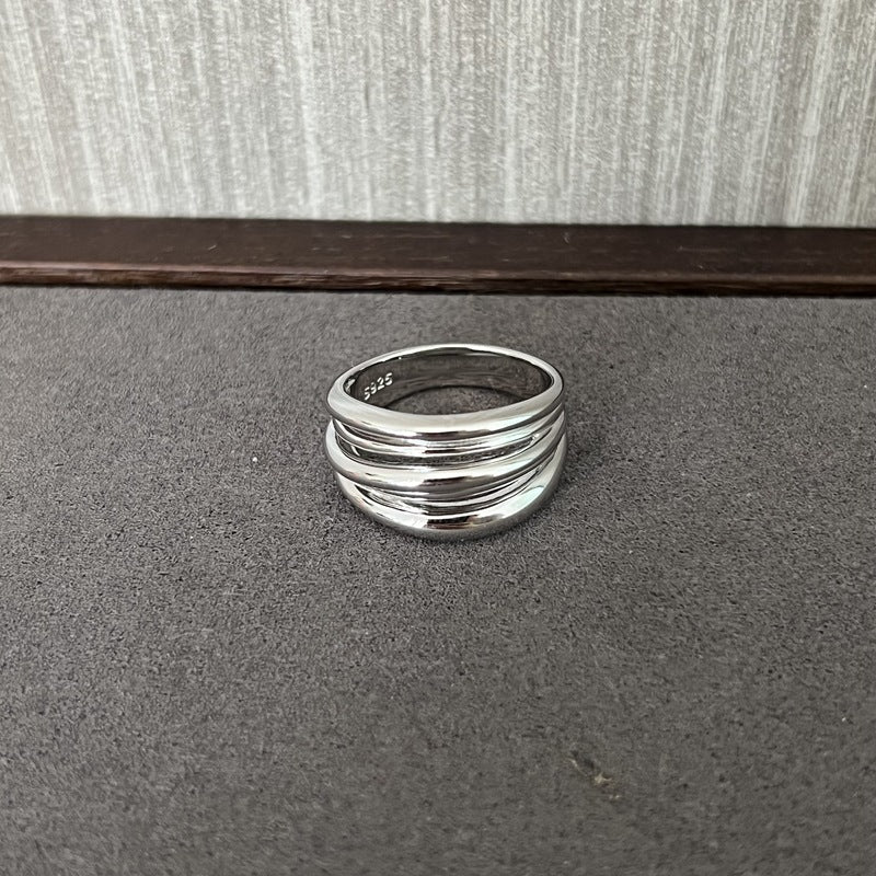 Sculpted Flow 925 Sterling Silver Statement Ring - Silver - floysun