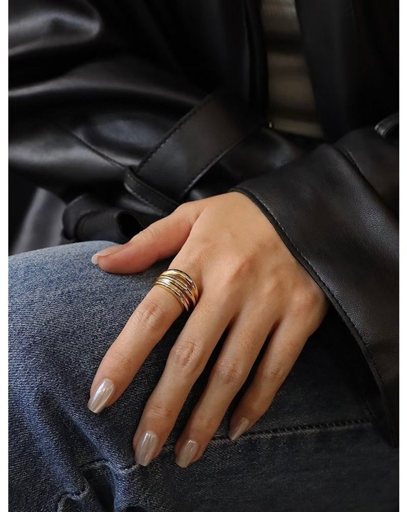 Sculpted Flow 925 Sterling Silver Statement Ring - Silver - floysun