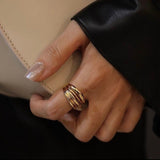 Sculpted Flow 925 Sterling Silver Statement Ring - Silver - floysun