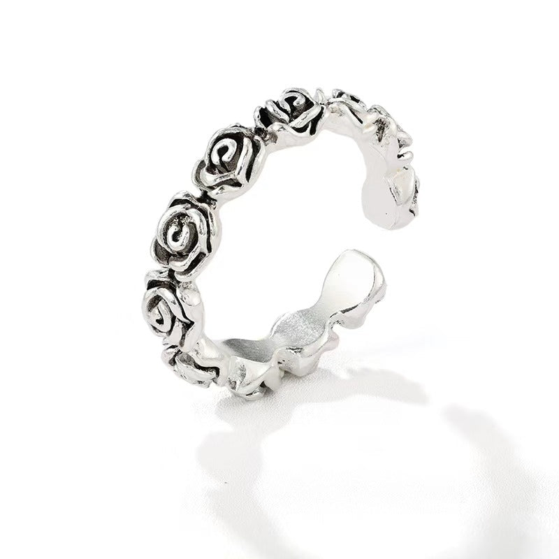 Sculpted Rose Garland Adjustable Ring - floysun