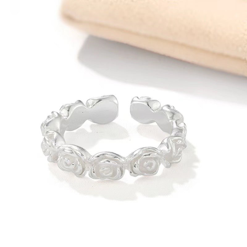 Sculpted Rose Garland Adjustable Ring - floysun