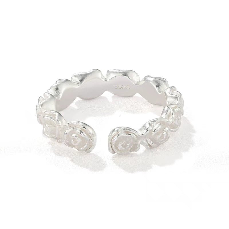 Sculpted Rose Garland Adjustable Ring - floysun