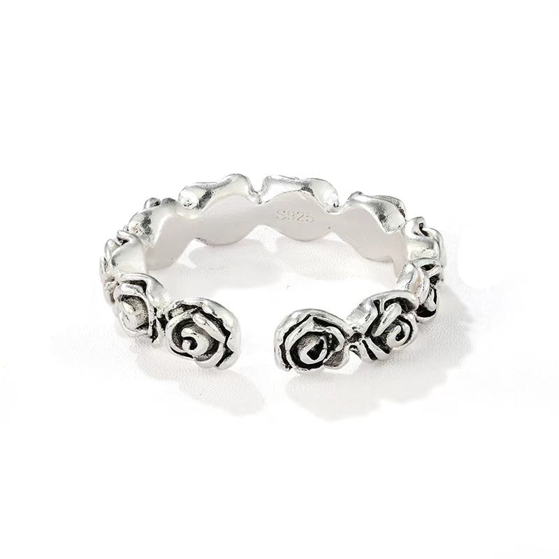 Sculpted Rose Garland Adjustable Ring - floysun