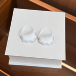 Sculpted White Petal Statement Stud Earrings - floysun