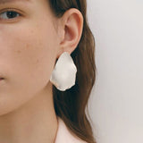 Sculpted White Petal Statement Stud Earrings - floysun