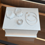 Sculpted White Petal Statement Stud Earrings - floysun