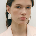 Sculpted White Petal Statement Stud Earrings - floysun