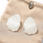 Sculpted White Petal Statement Stud Earrings - floysun