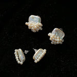 Sculptural Baroque Freshwater Pearl Cluster Stud Earrings - floysun