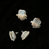 Sculptural Baroque Freshwater Pearl Cluster Stud Earrings - floysun