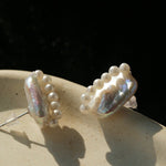 Sculptural Baroque Freshwater Pearl Cluster Stud Earrings - floysun