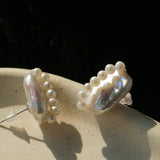 Sculptural Baroque Freshwater Pearl Cluster Stud Earrings - floysun