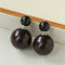 Sculptural Black Ebony Double-Ball Stud Earrings - floysun