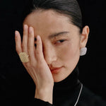 Sculptural Cage Geometric Lattice Stud Earrings - Modern Openwork Grid Disc Ear Droppers - floysun