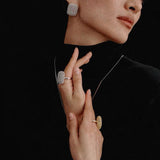 Sculptural Cage Geometric Lattice Stud Earrings - Modern Openwork Grid Disc Ear Droppers - floysun