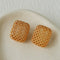 Sculptural Cage Geometric Lattice Stud Earrings - Modern Openwork Grid Disc Ear Droppers - floysun