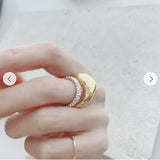 Sculptural Caviar Beaded Band Ring - floysun
