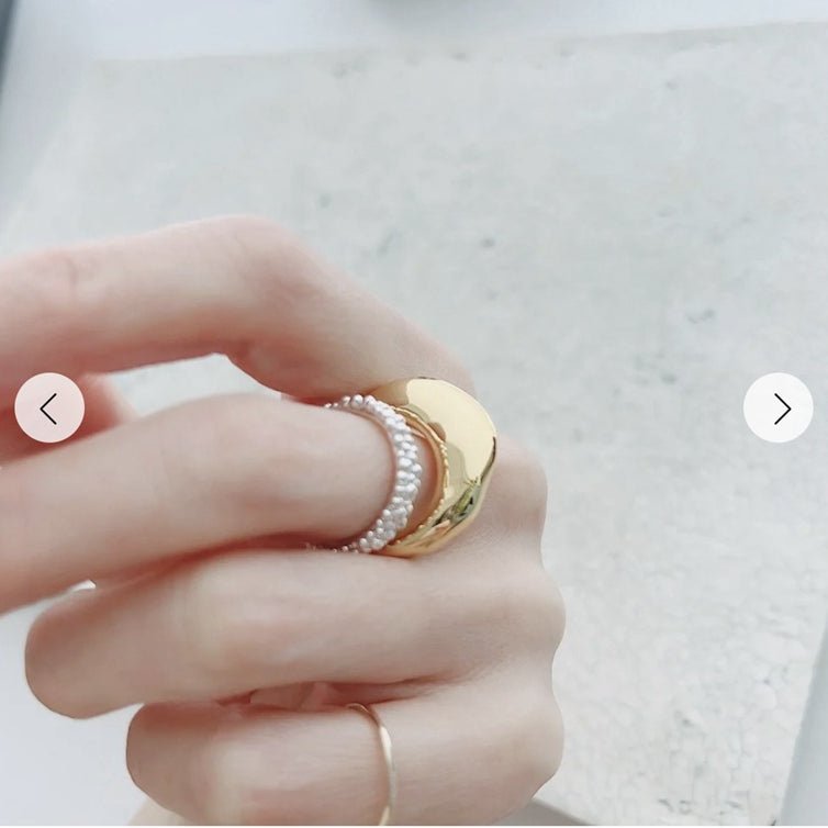 Sculptural Caviar Beaded Band Ring - floysun