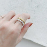 Sculptural Caviar Beaded Band Ring - floysun
