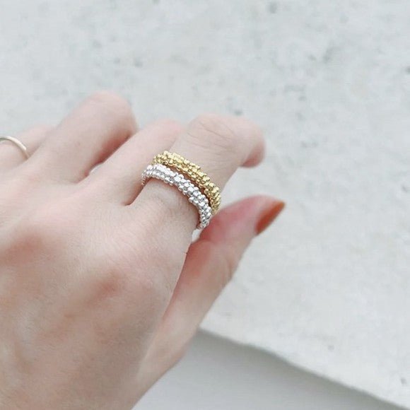 Sculptural Caviar Beaded Band Ring - floysun