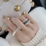 Sculptural Caviar Beaded Band Ring - floysun